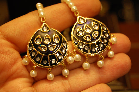 BLUE MEENA & KUNDAN EARRINGS