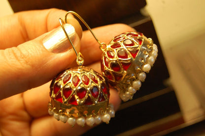 RUBY RED JHUMKAS