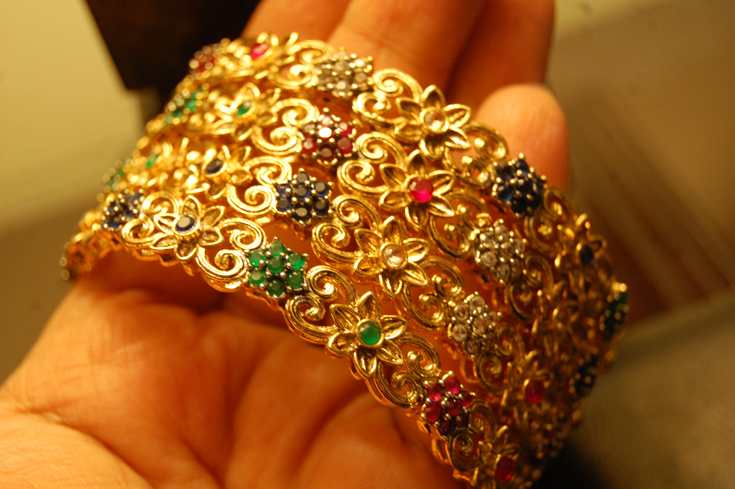 PAIR OF MULTI STONE BANGLES