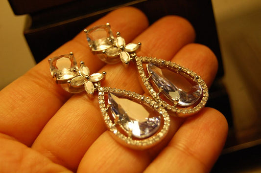 INDIAN AMERICAN DIAMOND EARRINGS IN LILAC