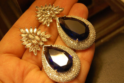 SAPPHIRE BLUE ZIRCON EARRINGS
