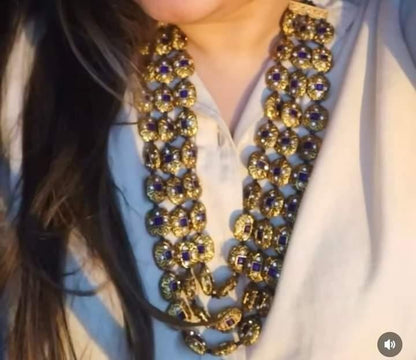 3 LAYERED MALA WITH MULTI STONES