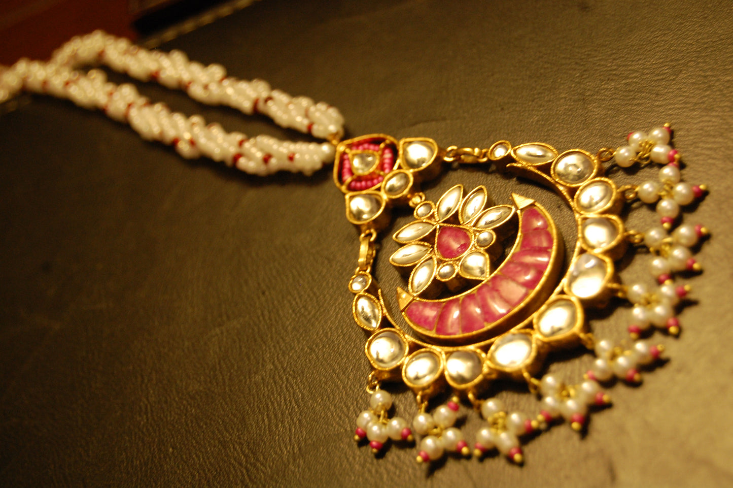 ELEGANT KUNDAN MALA IN RED