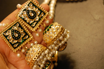 KUNDAN & GREEN MEENA MALA SET