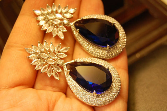 SAPPHIRE BLUE ZIRCON EARRINGS