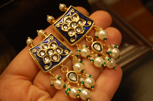 BLUE MEENA & KUNDAN EARRINGS