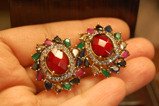 MULTI EARRINGS WITH RED EARRINGS