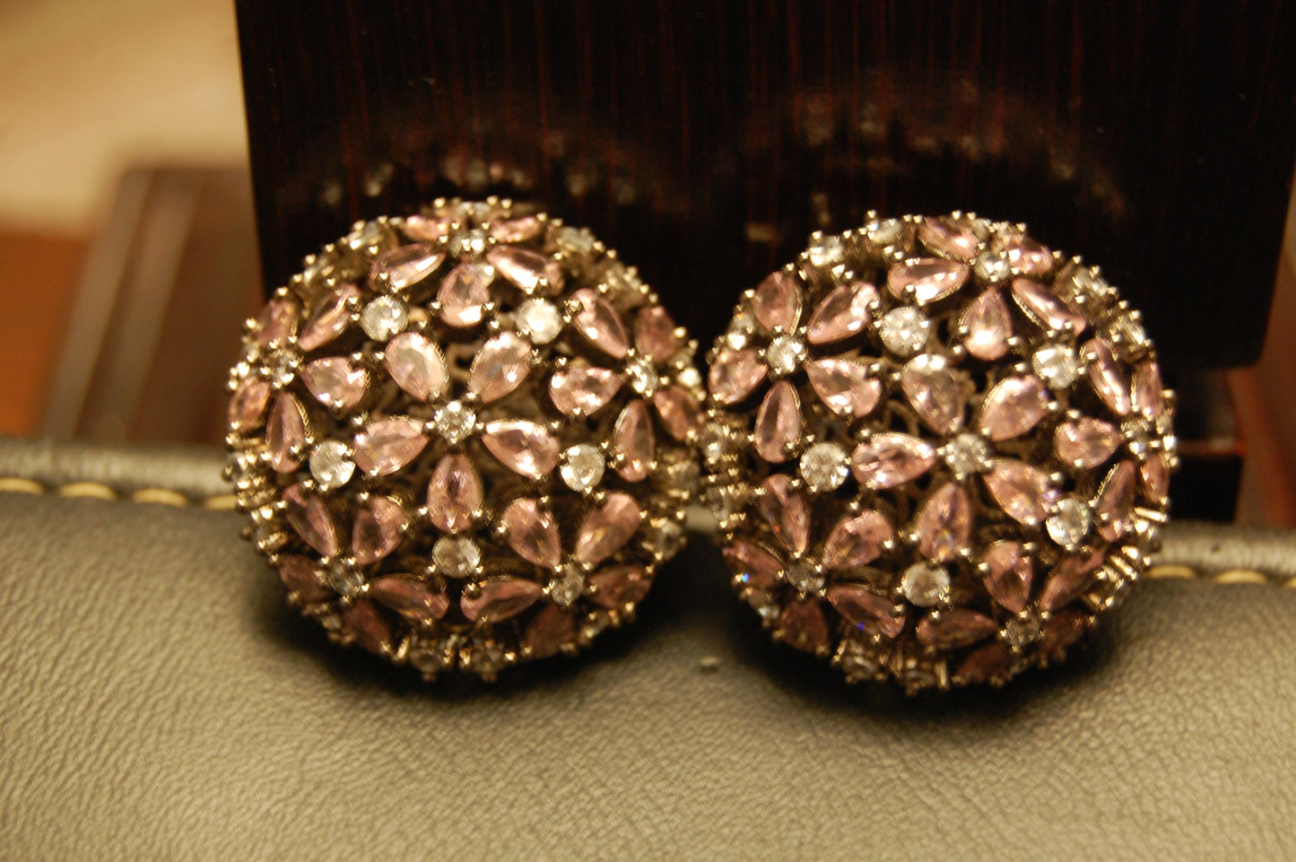 PINK ZIRCON & FLORAL EARRINGS