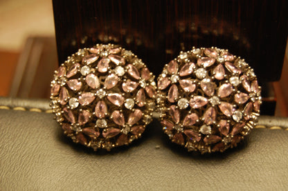 PINK ZIRCON & FLORAL EARRINGS
