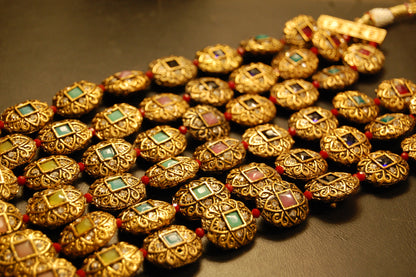 3 LAYERED MALA WITH MULTI STONES
