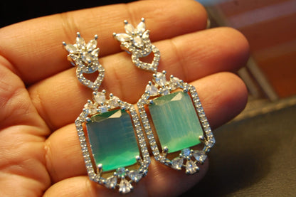 JADE GREEN ZIRCON EARRINGS