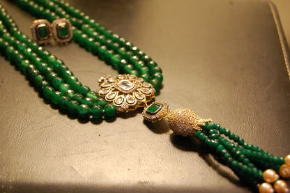 EMERALD GREEN LONG MALA WITH TUSSEL