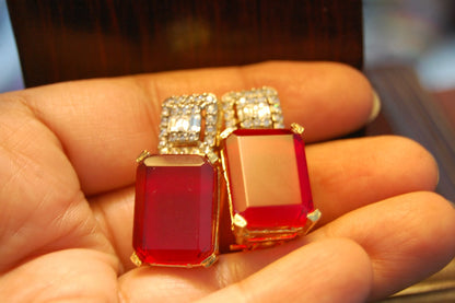 RUBY RED & ZIRCON EARRINGS