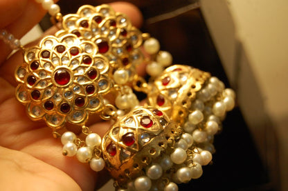 KUNDAN & RED JHUMKAS