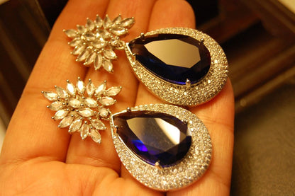 SAPPHIRE BLUE ZIRCON EARRINGS