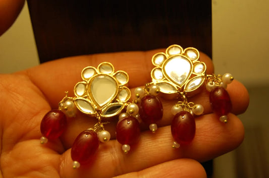 RED KUNDAN EARRINGS