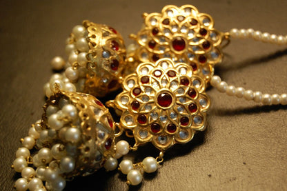 KUNDAN & RED JHUMKAS