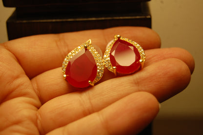 ELEGANT ZIRCON & RUBY RED EARRINGS