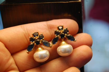 PEARL & BLUE EARRINGS