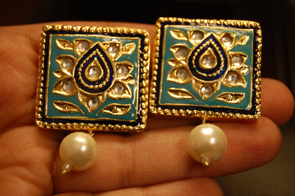 FEROZY & BLUE KUNDAN & MEENA EARRINGS