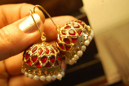 RUBY RED JHUMKAS