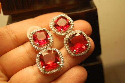 AMERICAN DIAMOND EARRINGS IN RUBY RED