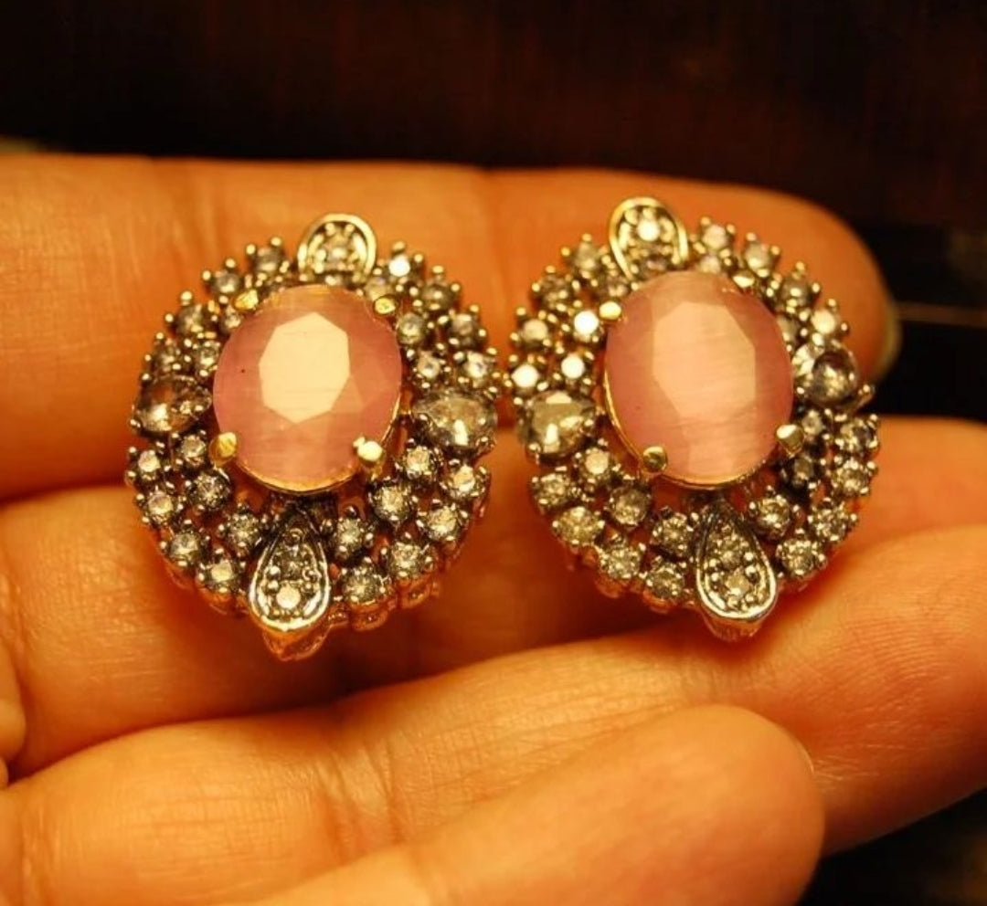 PINK AND ZIRCON EARRINGS