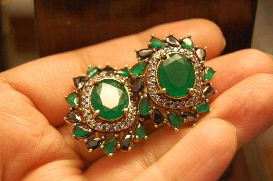 BLUE & GREEN FLORAL EARRINGS