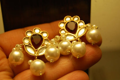 RED & PEARL KUNDAN EARRINGS