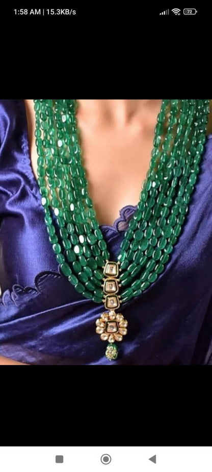 ELEGANT GREEN KUNDAN MALA SET