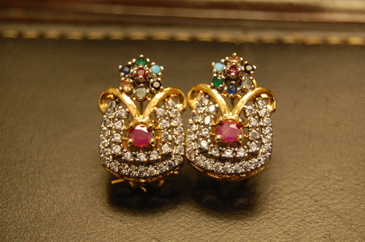 RED MULTI ZIRCON EARRINGS