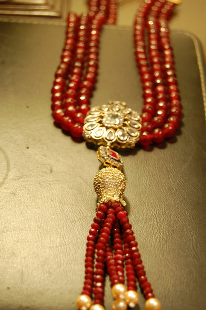 RUBY RED LONG MALA WITH TUSSEL