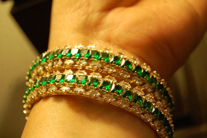 ELEGANT GREEN & ZIRCON BANGLES