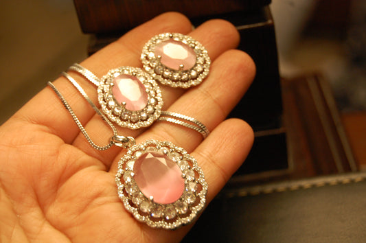 PINK PENDENT SET IN ZIRCONS