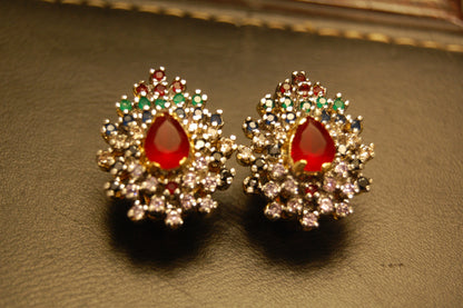 RED MULTI ZIRCON EARRINGS