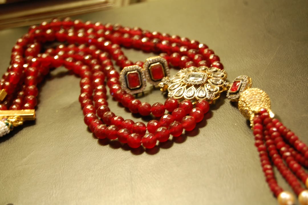 RUBY RED LONG MALA WITH TUSSEL