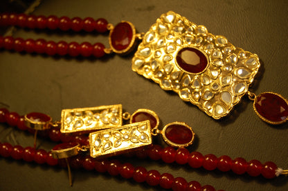 ELEGANT KUNDAN & RED MALA SET