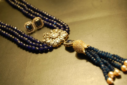 SAPPHIRE BLUE LONG MALA WITH TUSSEL
