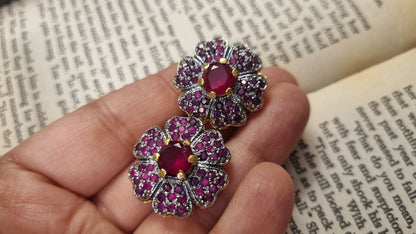 RED FLORAL EARRINGS