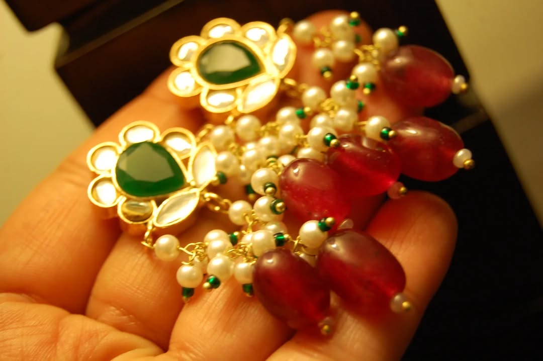 RED & GREEN KUNDAN EARRINGS