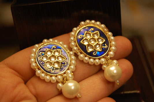 BLUE MEENA & KUNDAN EARRINGS