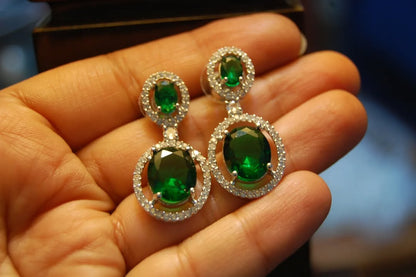 ELEGANT ZIRCON & GREEN EARRINGS
