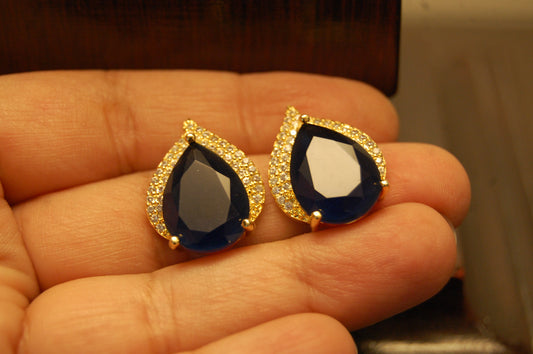 ELEGANT ZIRCON & SAPPHIRE BLUE EARRINGS