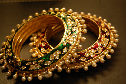 SINGLE, 3D MEENA & KUNDAN KARA , ONE SIDE GREEN OTHER RED MEENA