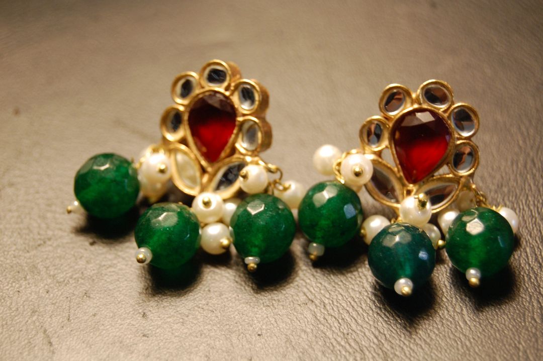 RED & GREEN KUNDAN EARRINGS