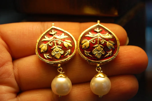 RED MEENA EARRINGS
