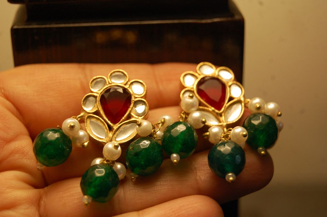 RED & GREEN KUNDAN EARRINGS