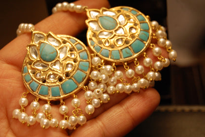 FEROZA KUNDAN & PEARLS EARRINGS