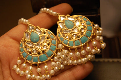 FEROZA KUNDAN & PEARLS EARRINGS