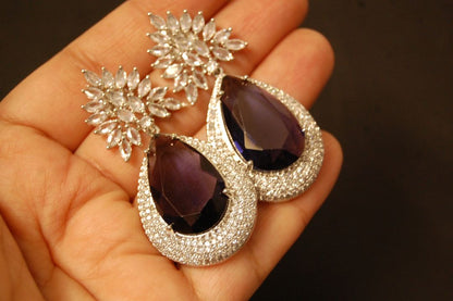 PURPLE AMETHYST ZIRCON EARRINGS